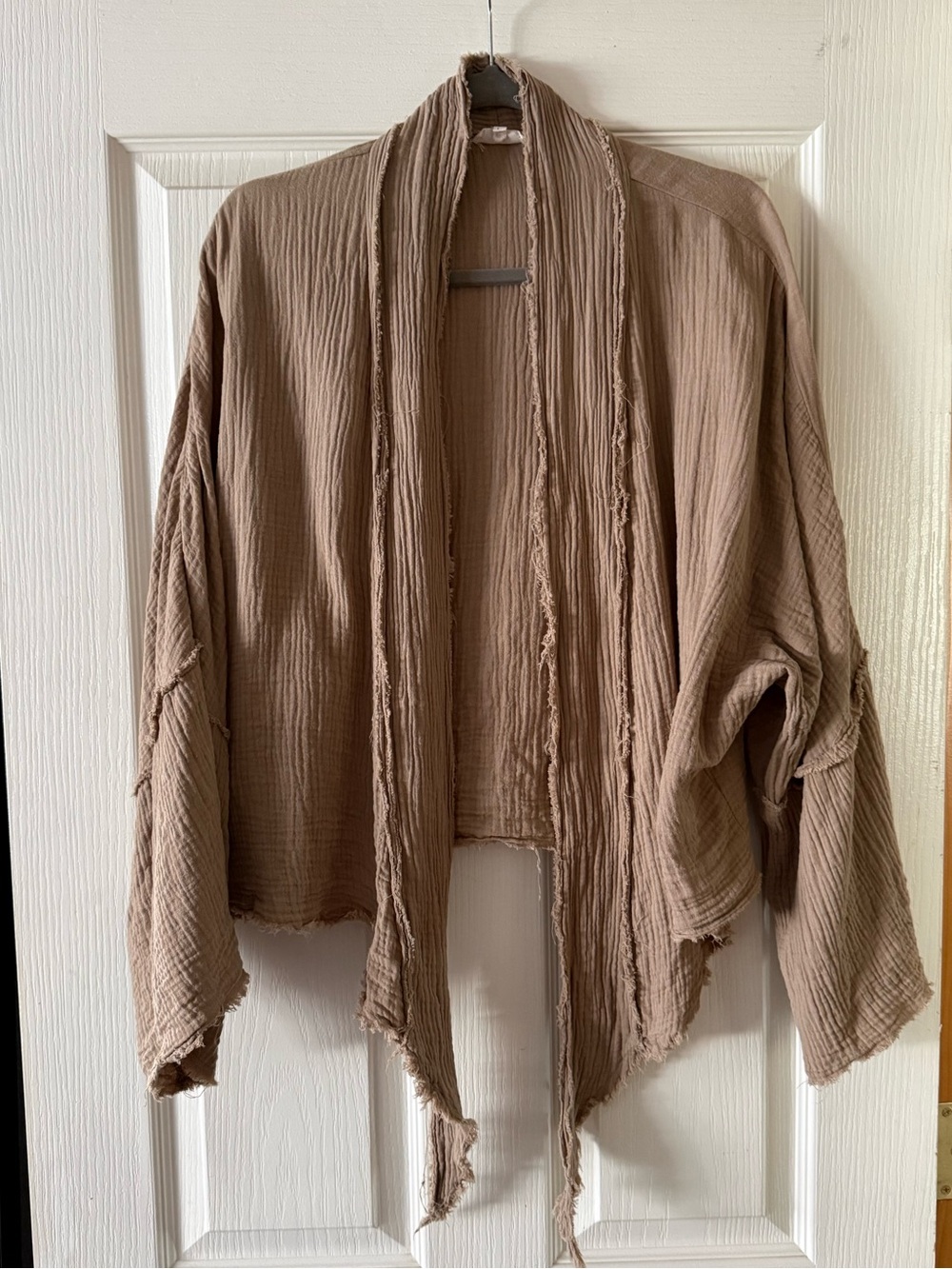 LA MIEL Taupe Open-Front Draped Jacket